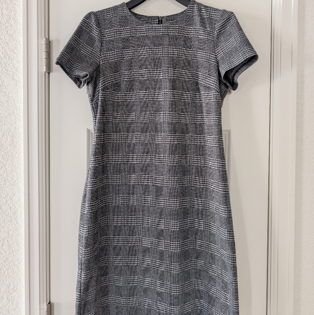 Calvin Klein Black & White Plaid Mini Sheath Dress